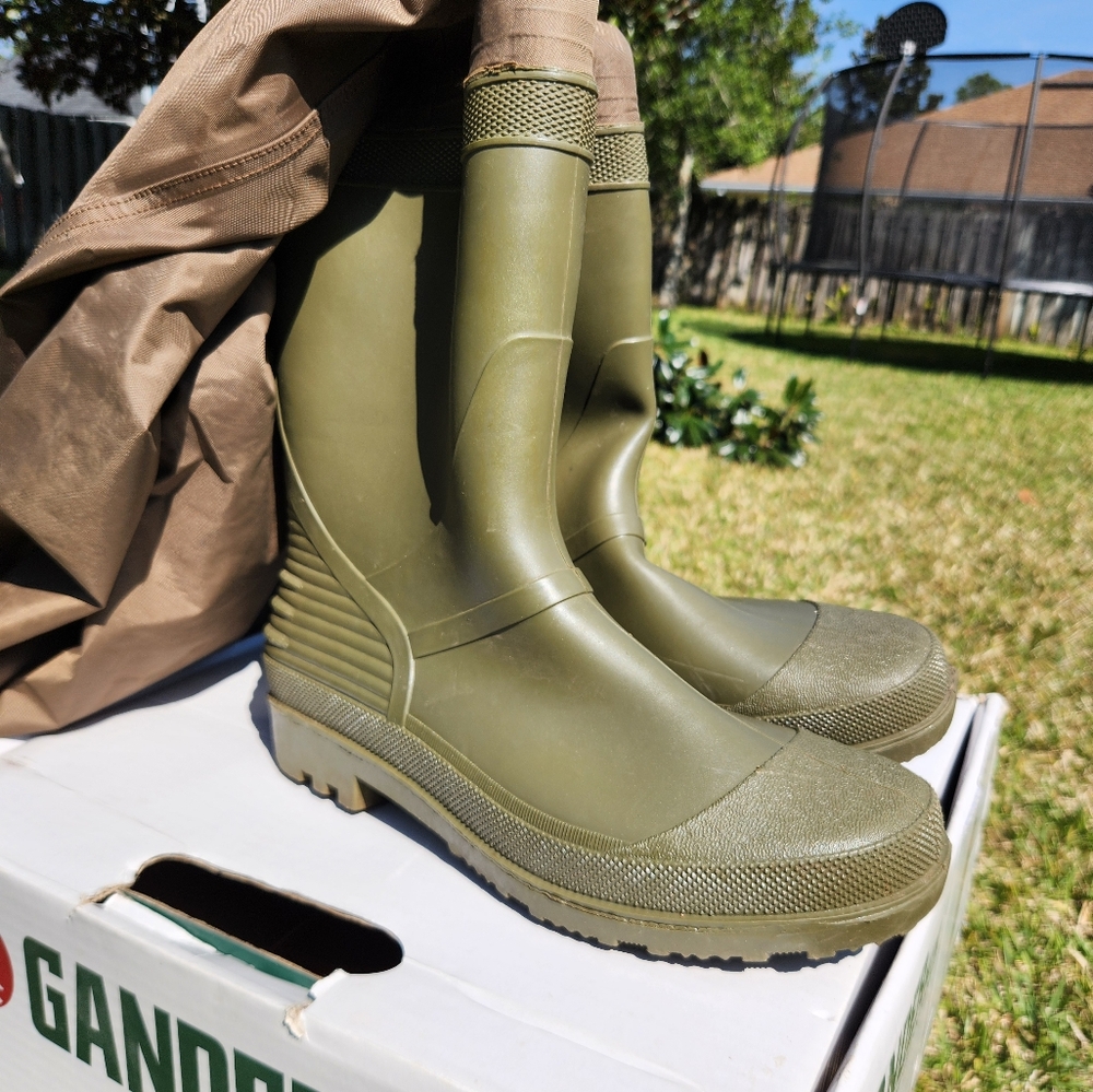 GANDER MTN PRO WATERFOWL PVC CHEST BROWN HEADER Fishing Boots size 11